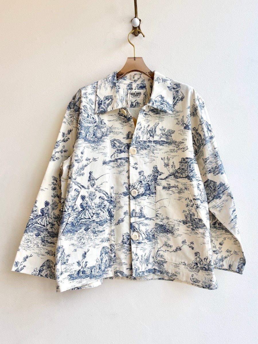 Indigo and Cream Toile Utility Jacket - Made X Hudson