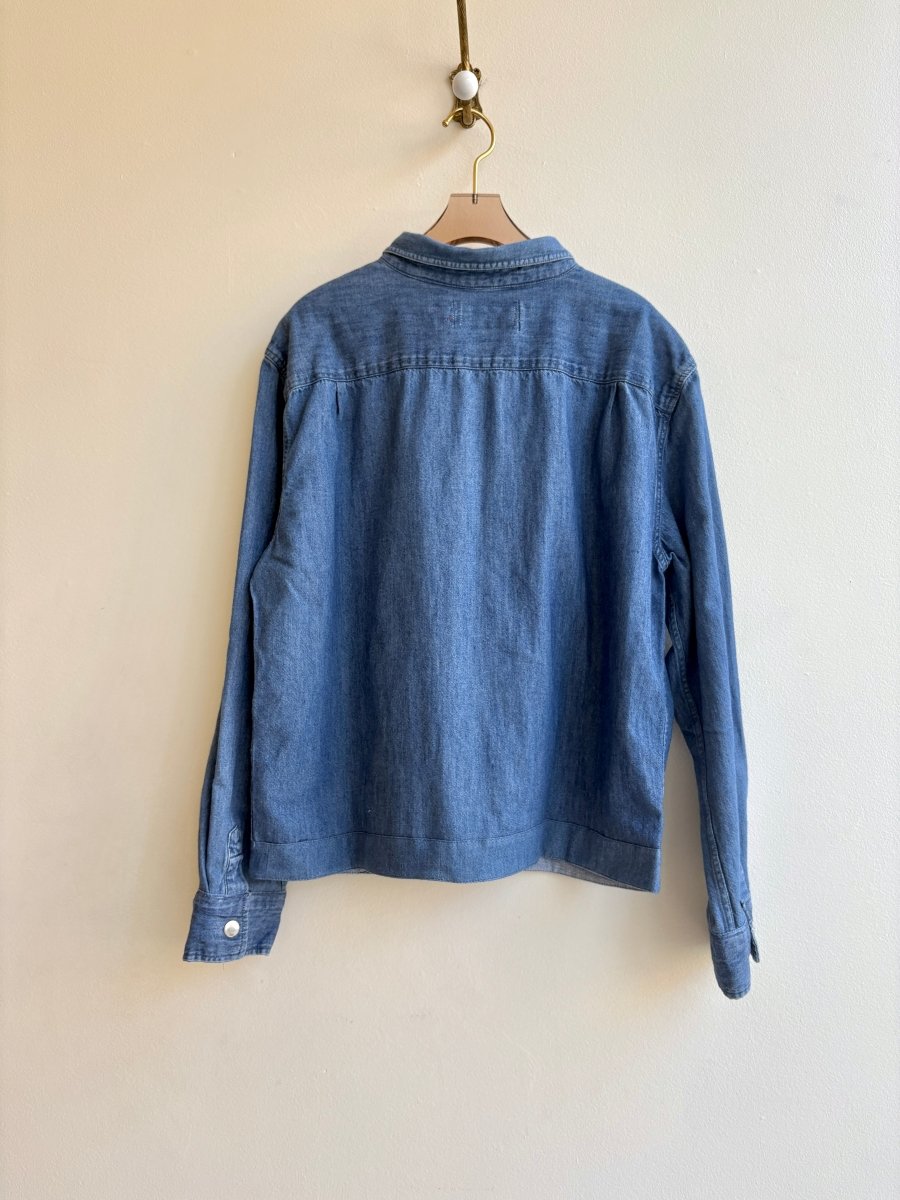 Grid Patched Pockets Denim Shirtjacket (Reworked) - Made X Hudson