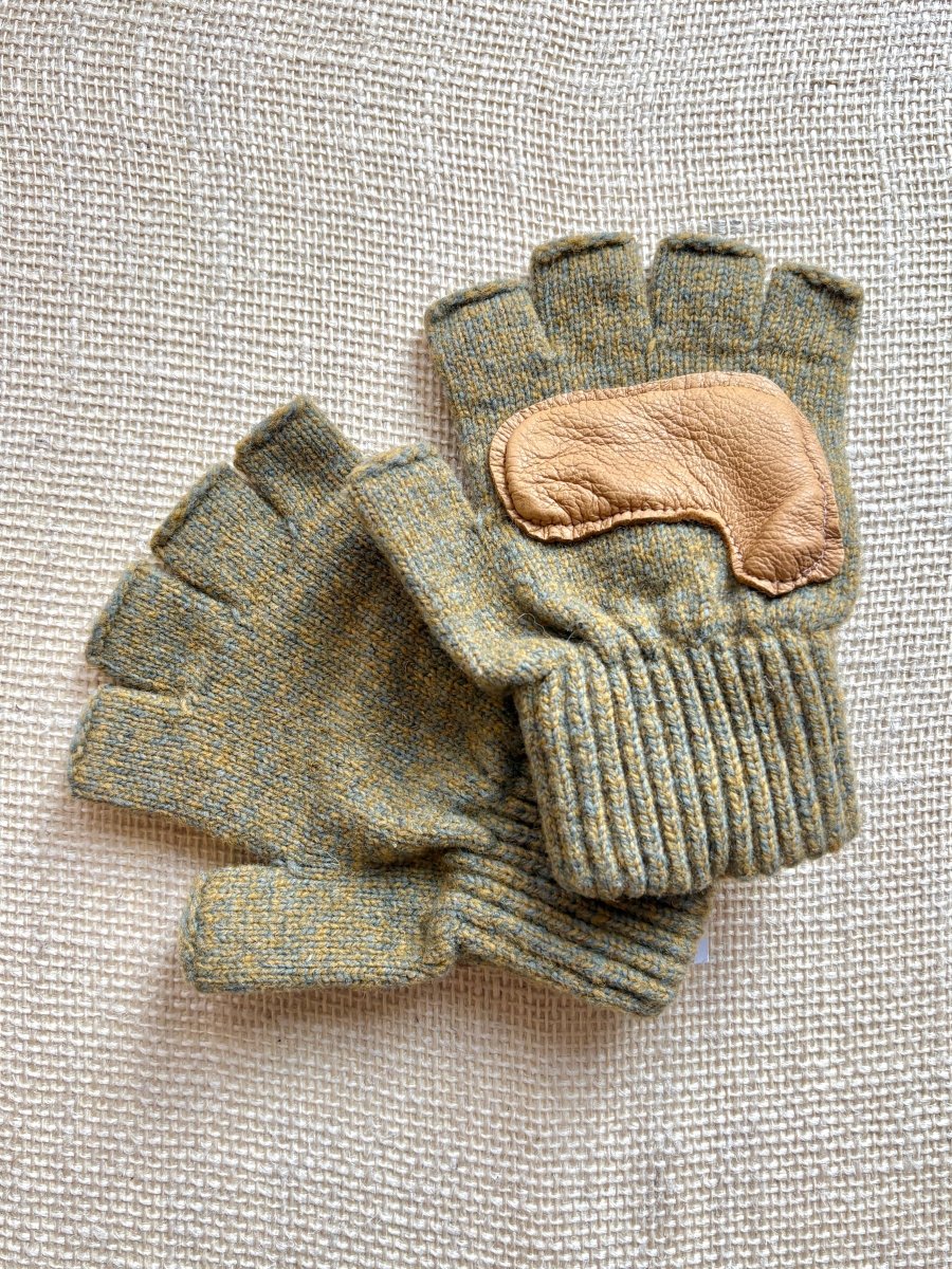 Fingerless Wool Gloves w/ Leather Palms | Womens One Size (Multiple Colors) - Made X Hudson