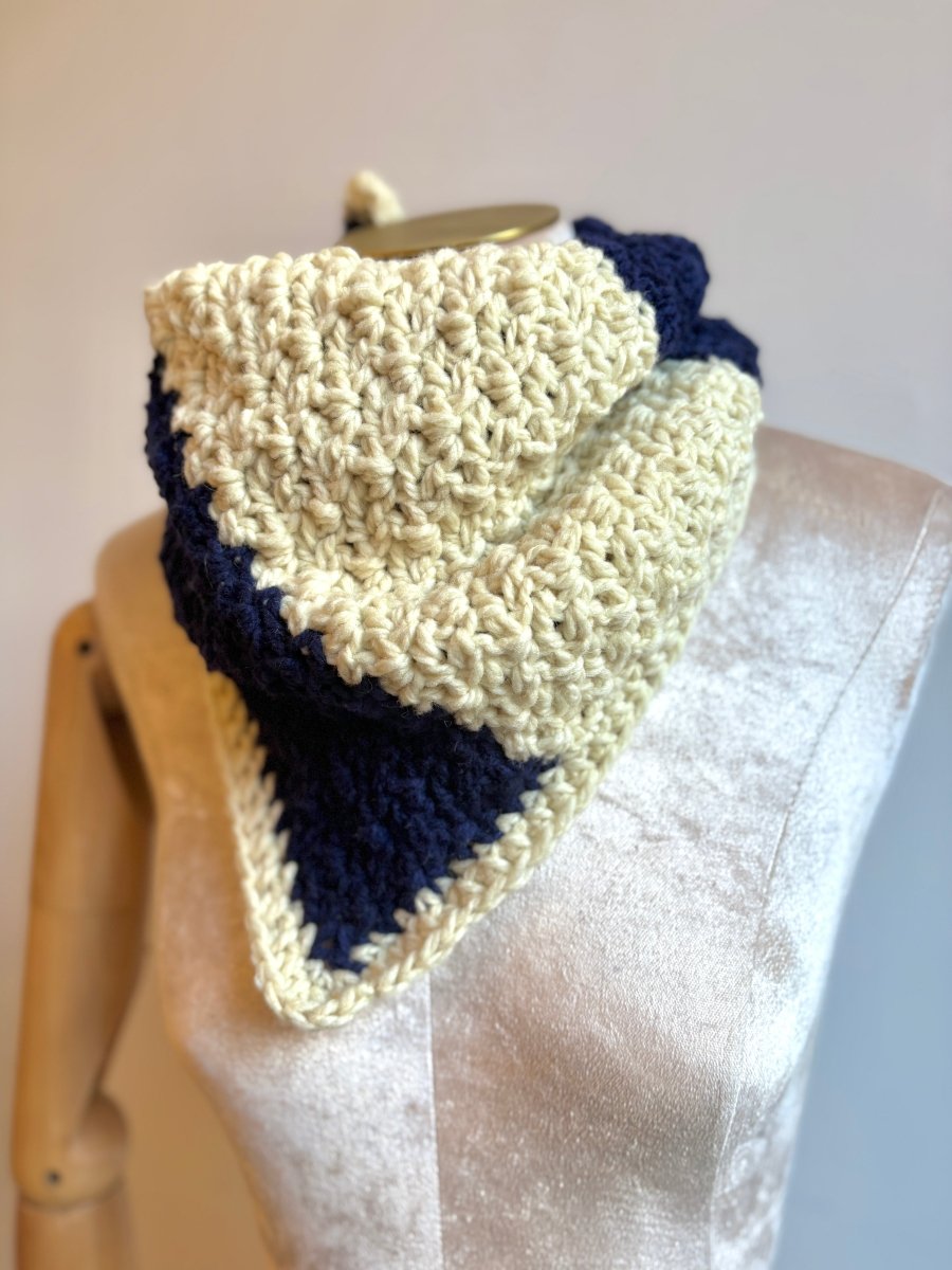 Blueberry and Cream Crochet Bandana - Made X Hudson