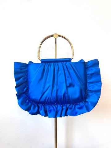 Sapphire Charmeuse Gathered Minnie Ruffle Bag - Made X Hudson