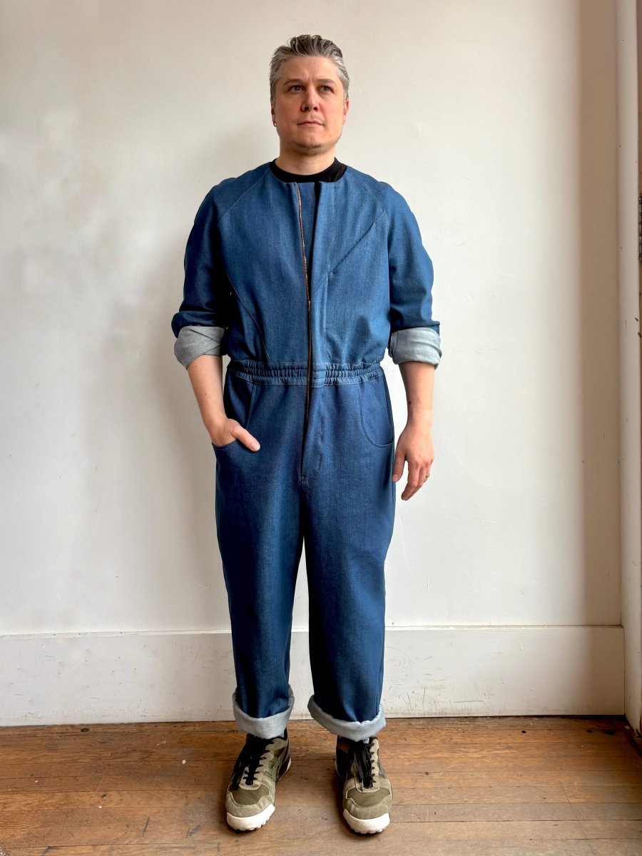 Denim and Gold Stitching Jumpsuit - Made X Hudson