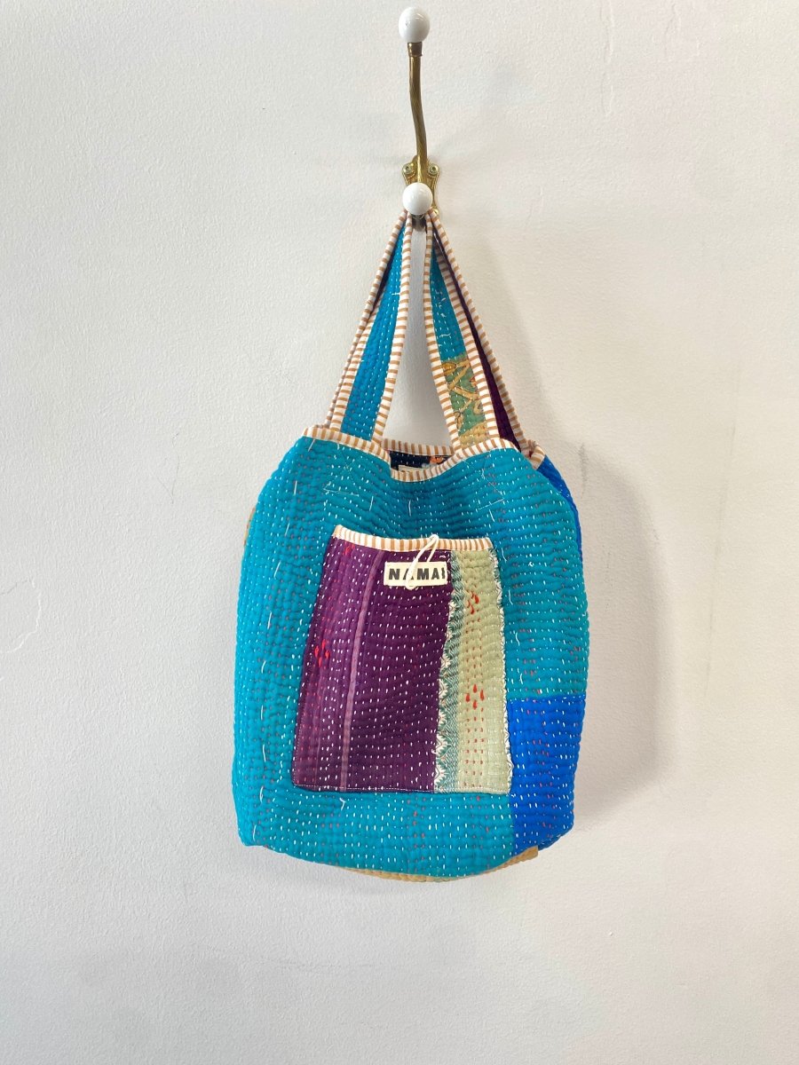 Reversible Xoti II Hand - Quilted Tote Bag in Colors Purple, Pink, Navy, Red, Royal Blue & Teal, Purple, Green - Made X Hudson