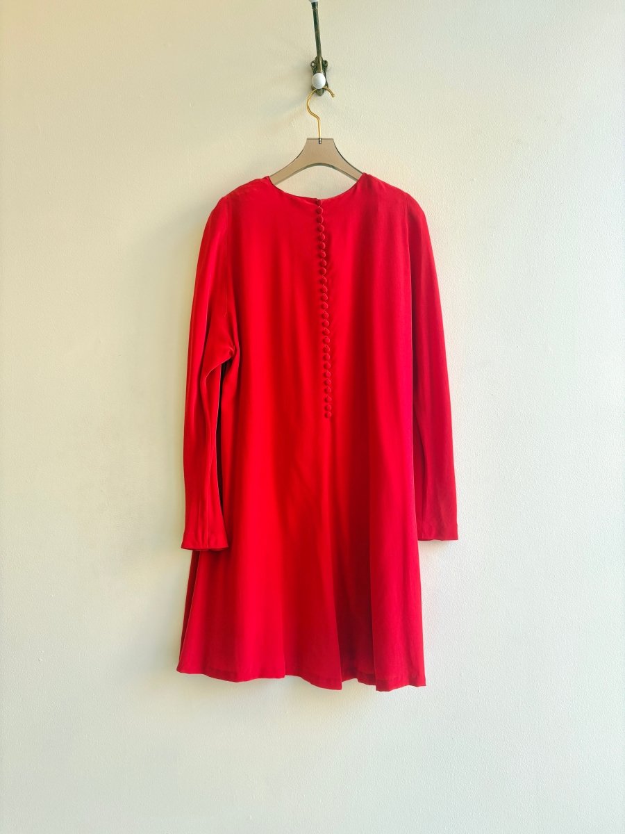 Ellen Tracy | Cherry Silk Button Back Dress (Vintage) - Made X Hudson