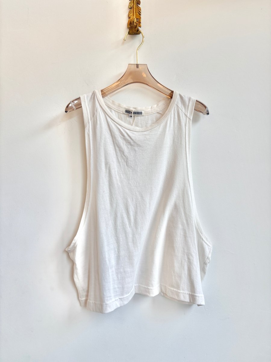 Cropped Plain White Sleeveless Tee (Reworked) - Made X Hudson