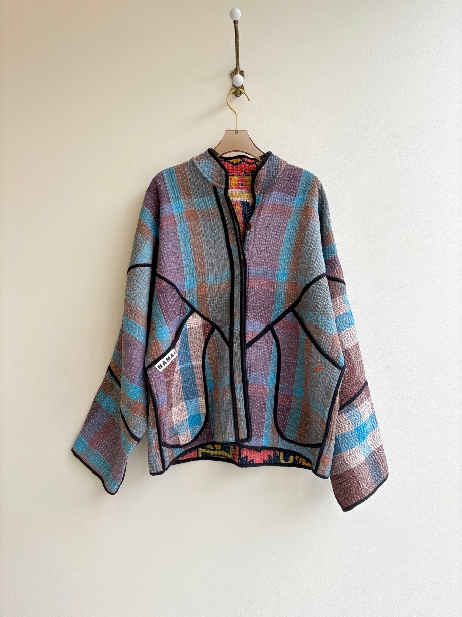 Reversible Ladhiya Quilted Jacket in Colors Orange, Navy, Yellow & Brown, Blue, Purple - Made X Hudson