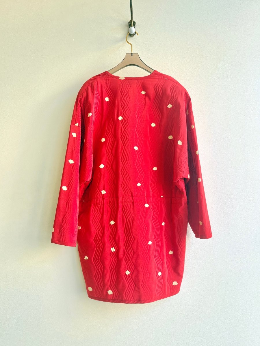 Ellen Tracy | Chili Quilted Silk Jacket with White Dots (Vintage) - Made X Hudson