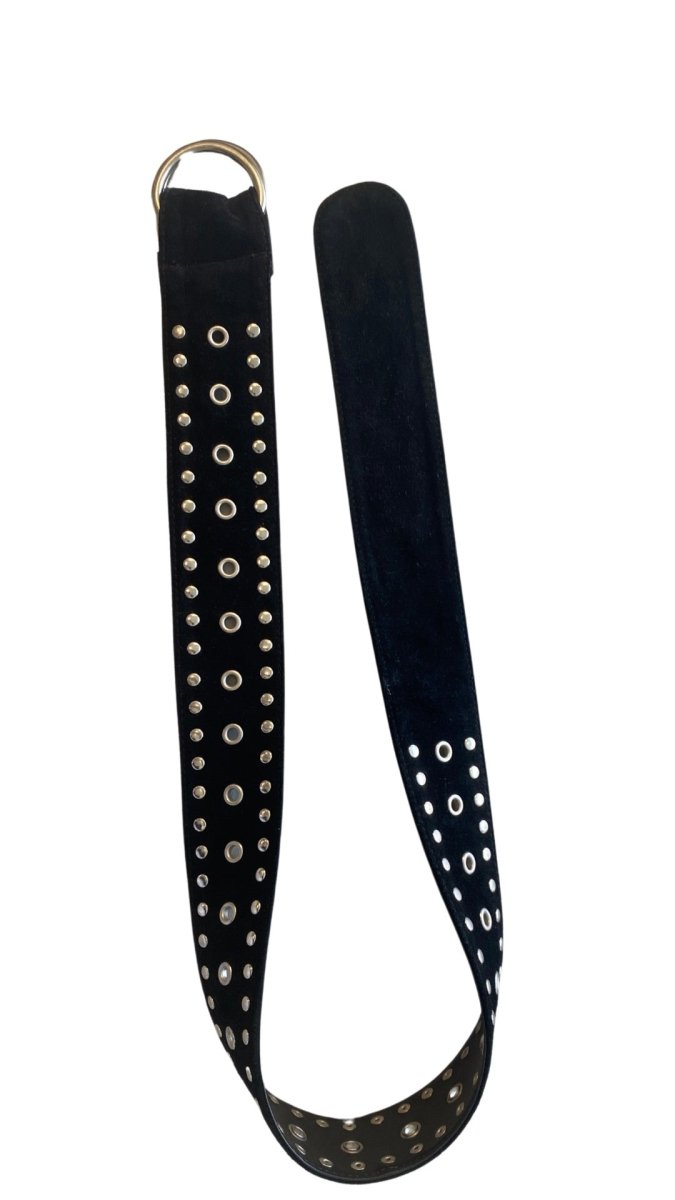 Black Suede Grommet Belt (Vintage) - Made X Hudson