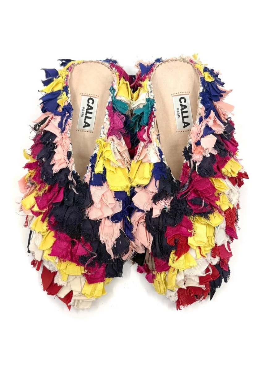 Aili Babouche “Cabo” Mules In Colors Eggplant, Blush, Magenta, Sun Gold, and Crimson (Size 39) - Made X Hudson