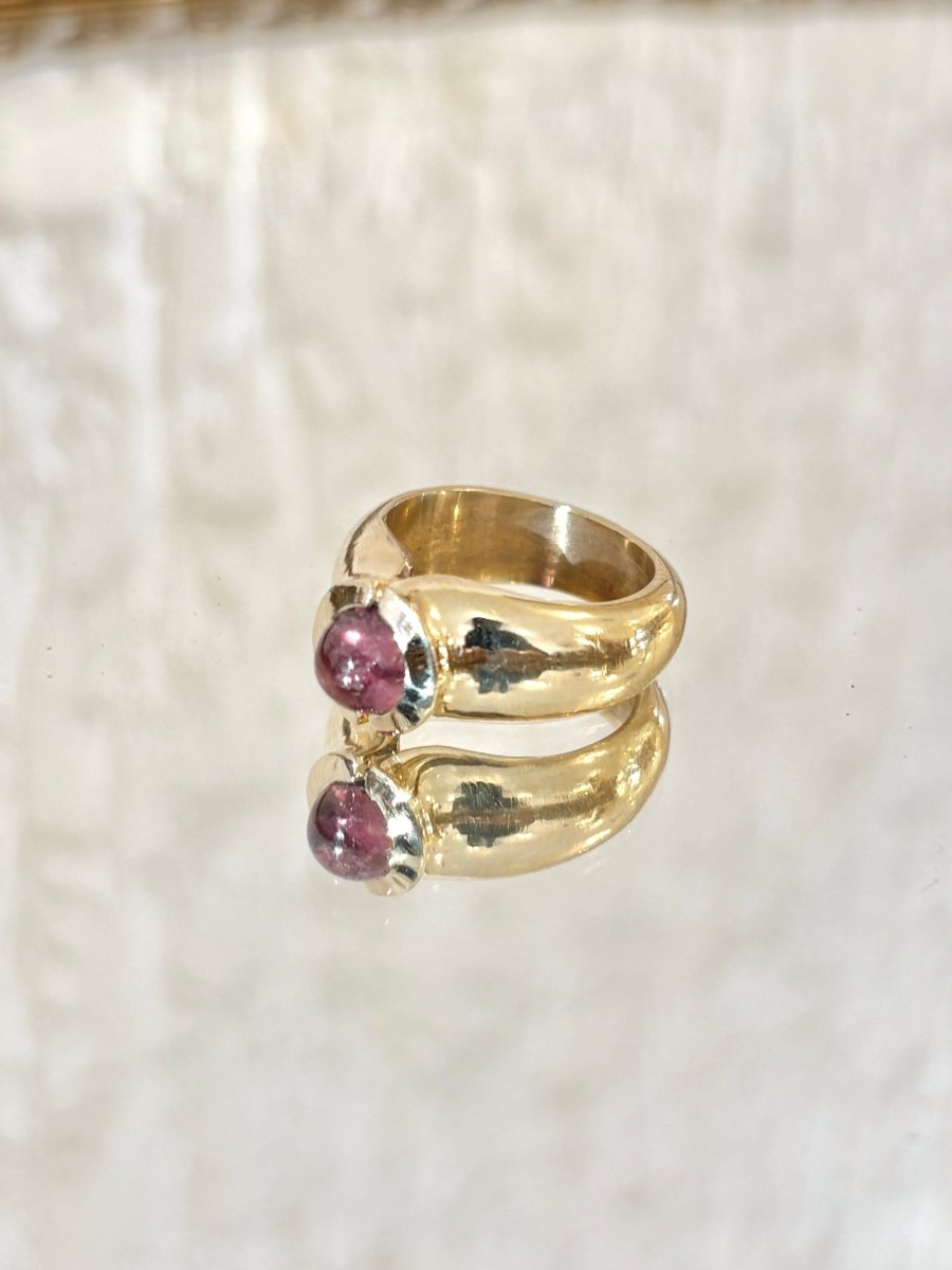 Button Ring Purple Turmaline Brass Ring - Made X Hudson