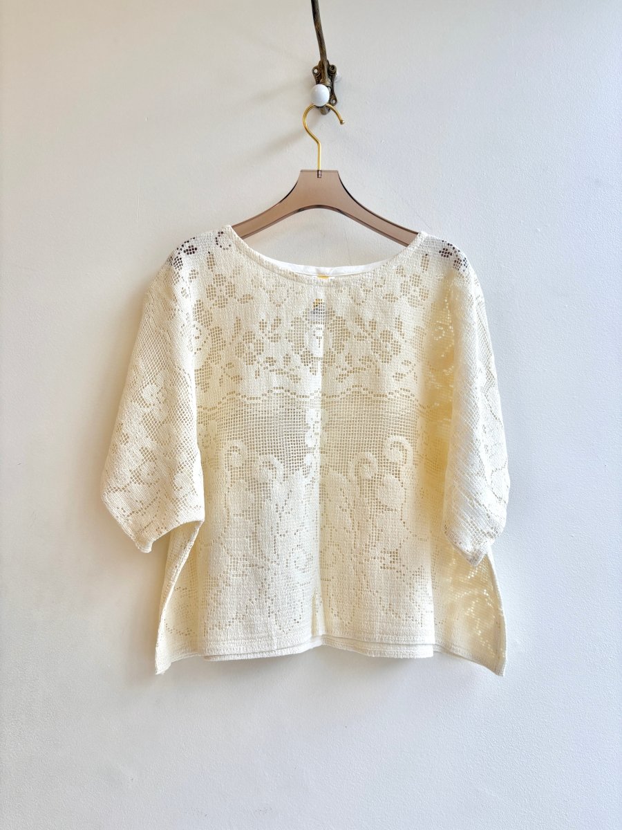 Cream Rose Grid Crochet Lace | Picnic Top - Made X Hudson