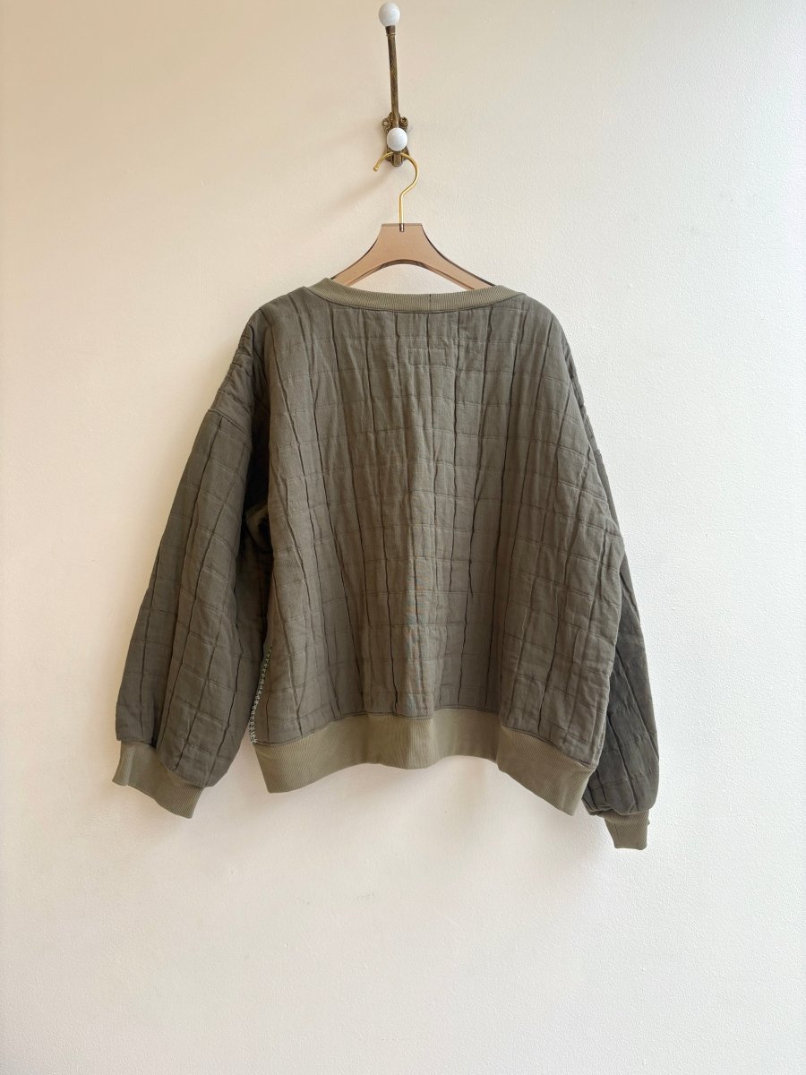Olive Handwoven Double Quilted Sweater - Made X Hudson