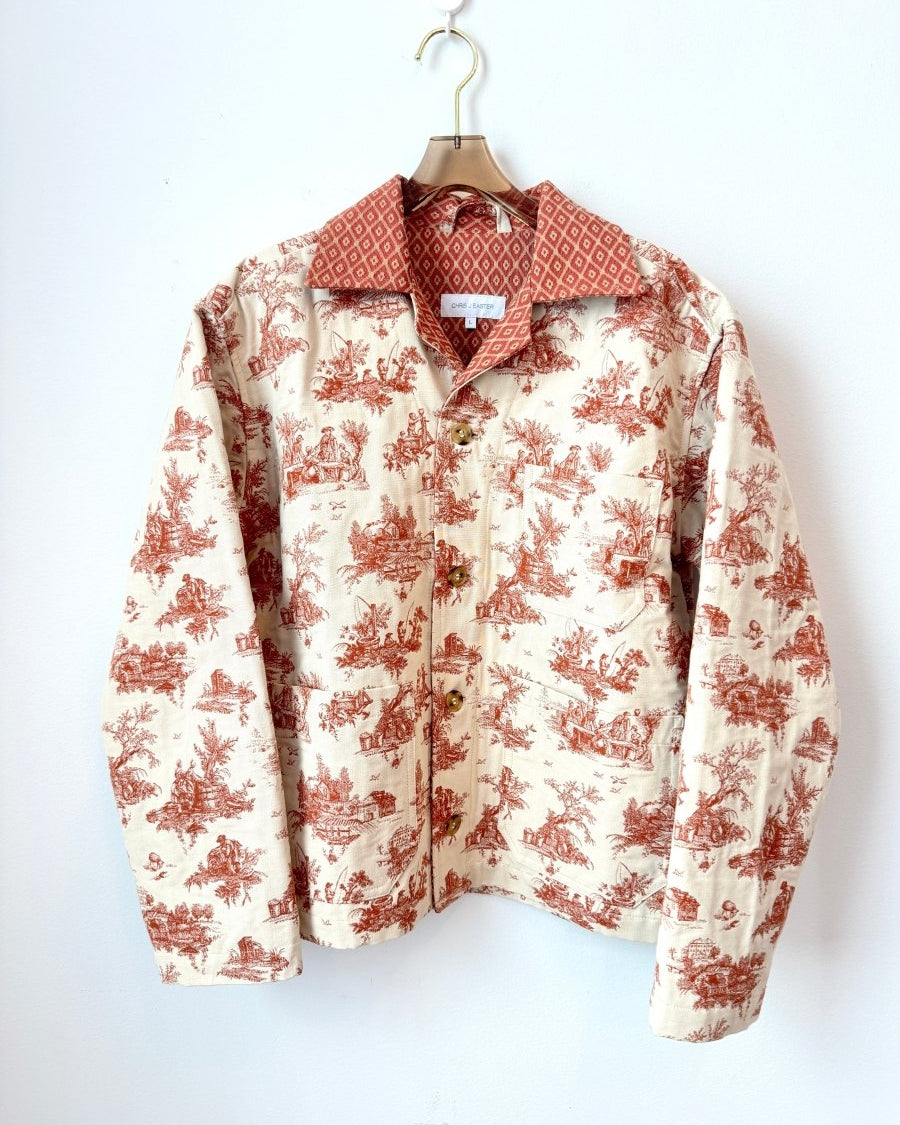 Toile Du Jouy Chore Jacket in Terracotta - Made X Hudson