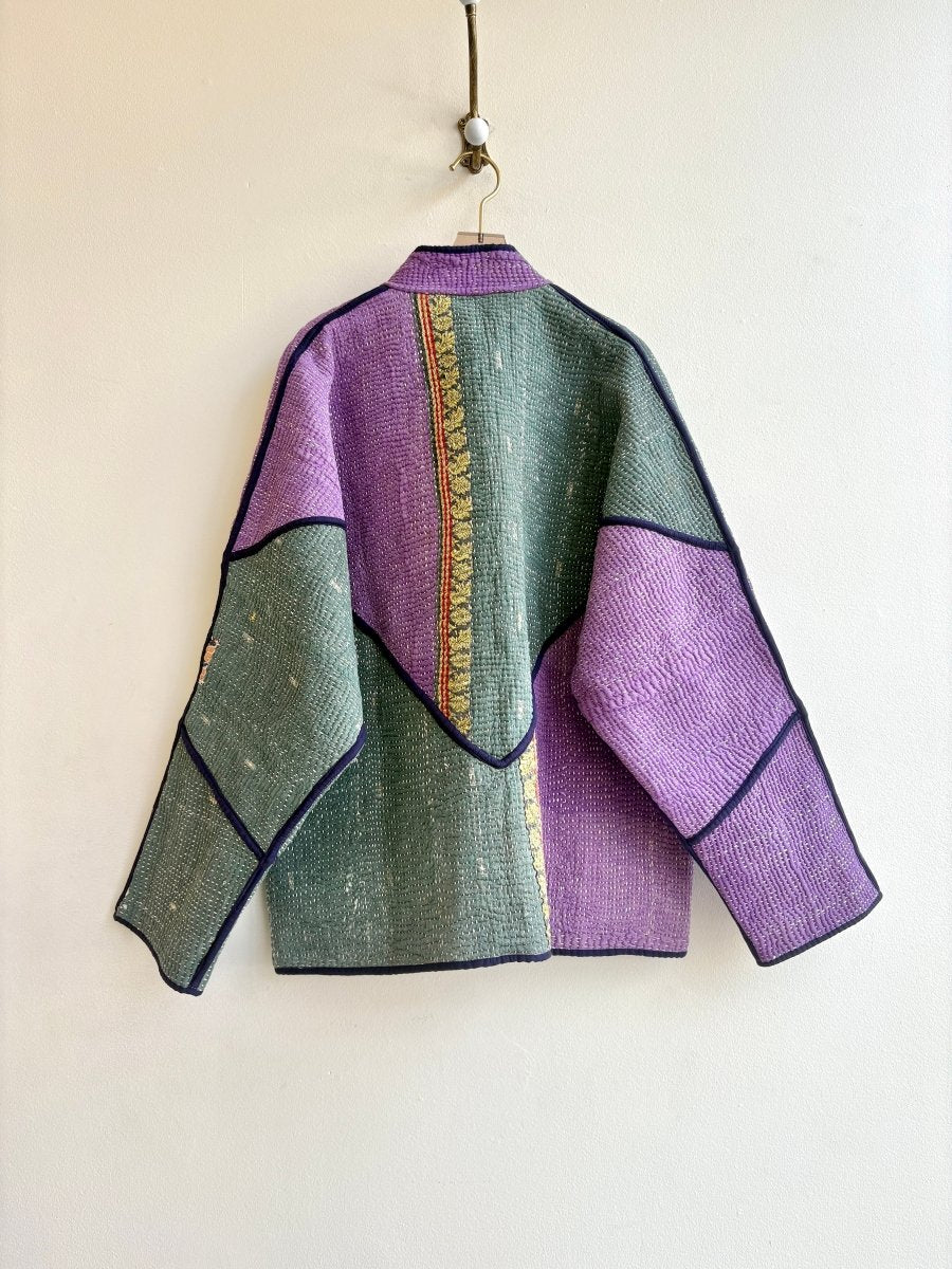 Reversible Ladhiya Quilted Jacket in Colors Blue, Carrot Orange, Sage & Lilac and Forest Green - Made X Hudson