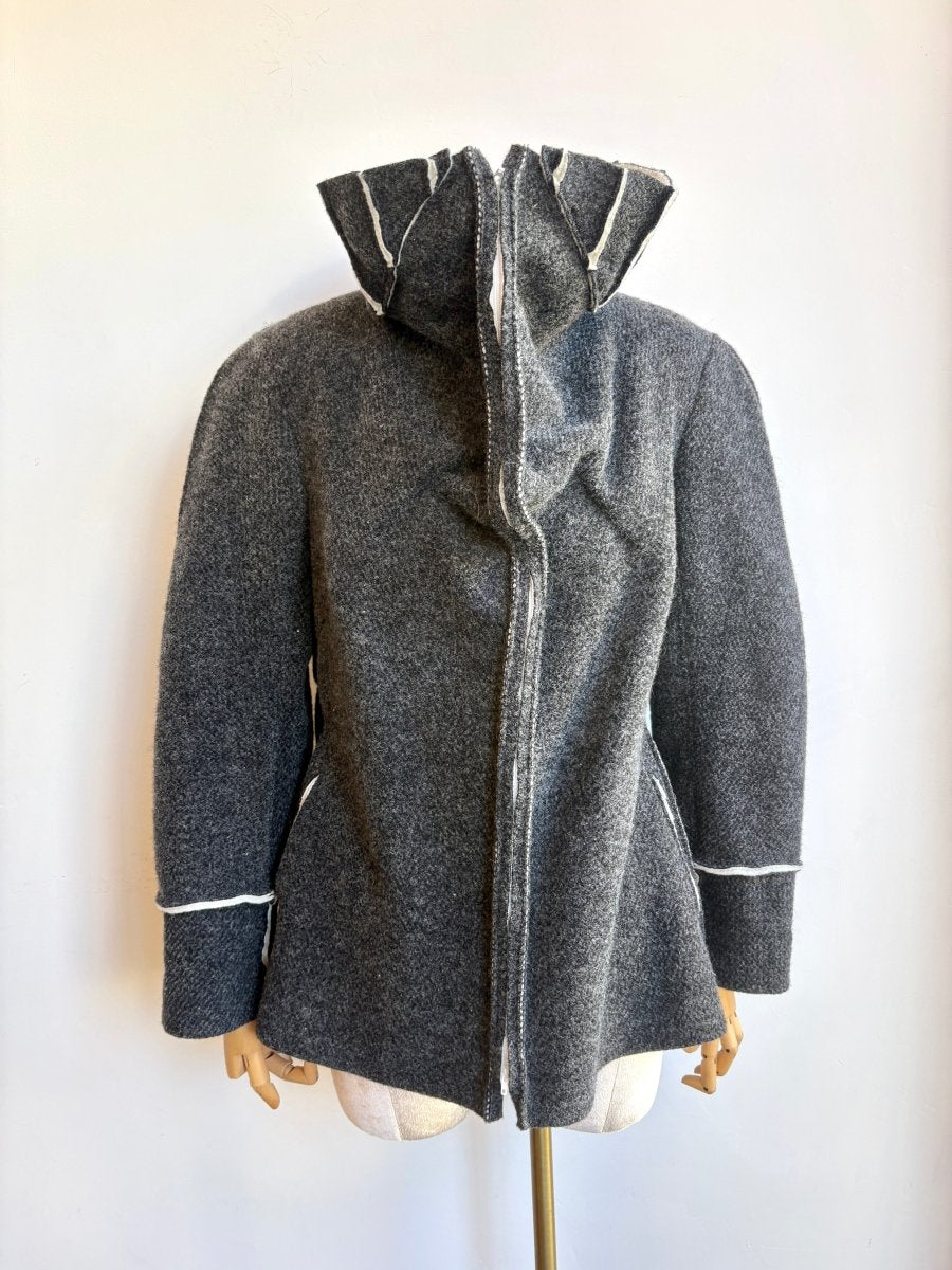 Vilma Mare | Heather Grey Wool Jacket with Pleated Collar (Vintage) - Made X Hudson
