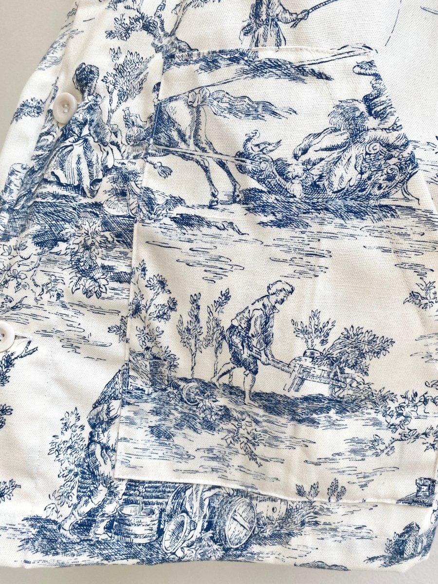 Blue Toile Button Down Utility Jacket - Made X Hudson