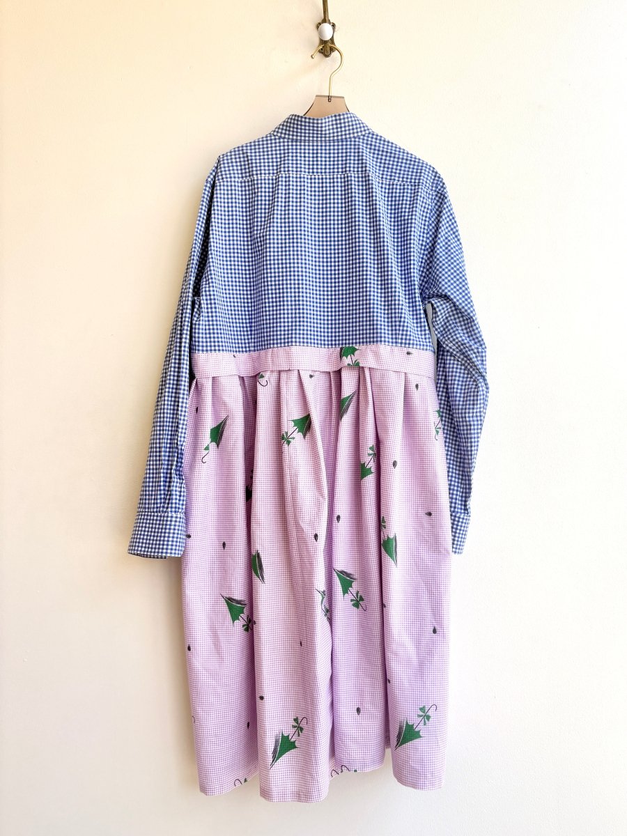 Empire Shirtwaist Dress in Blue Gingham & Retro Umbrella Gingham (Reworked) - Made X Hudson