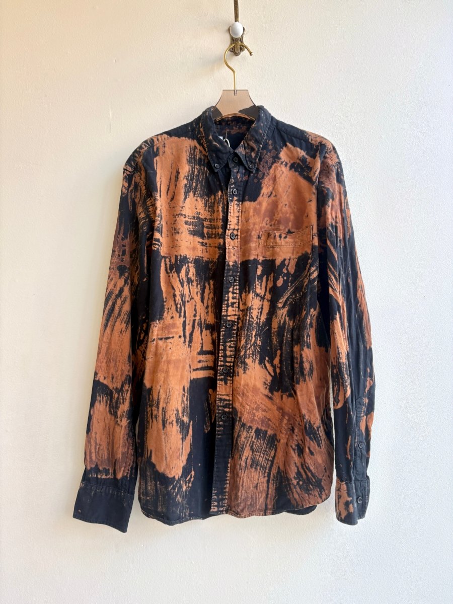 Brush Stroke Button Down Shirt in Black and Bronze (Reworked) - Made X Hudson
