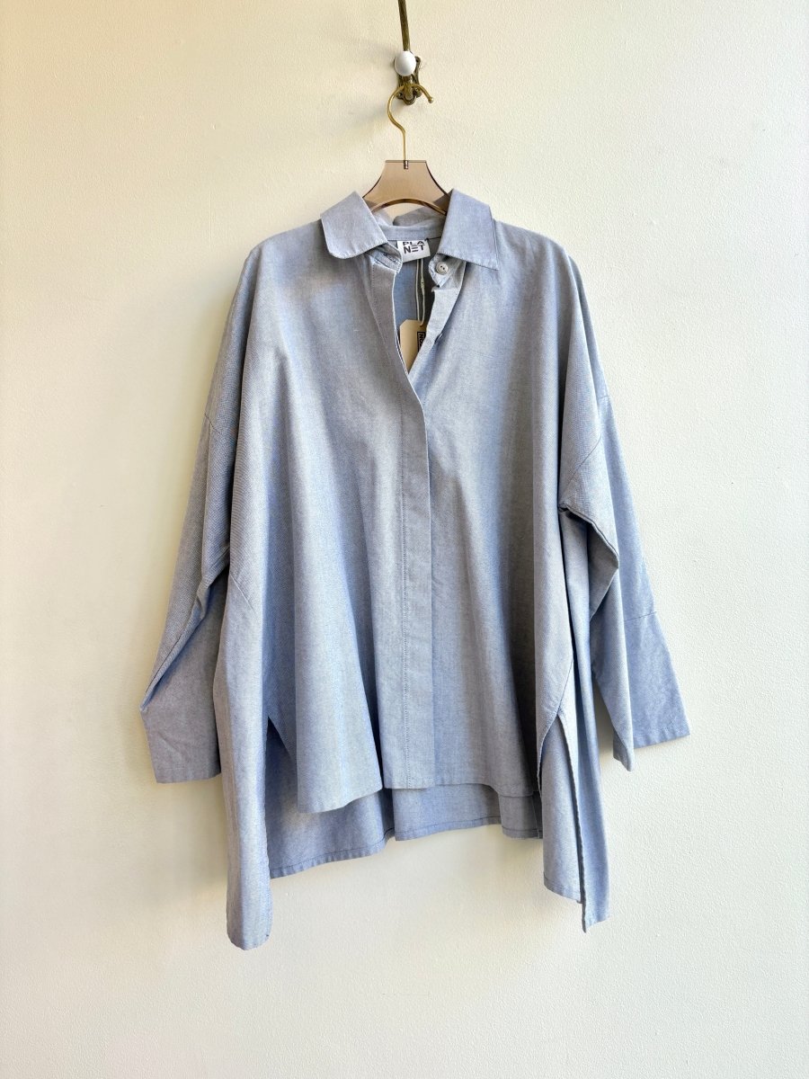 PLANET | Grey Cotton Blouse With Metal Buttons (Vintage) - Made X Hudson