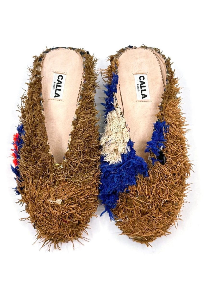Aili Babouche “Sokina” Mules In Colors Peat, Royal Blue, Cream, Red (Size 40) - Made X Hudson