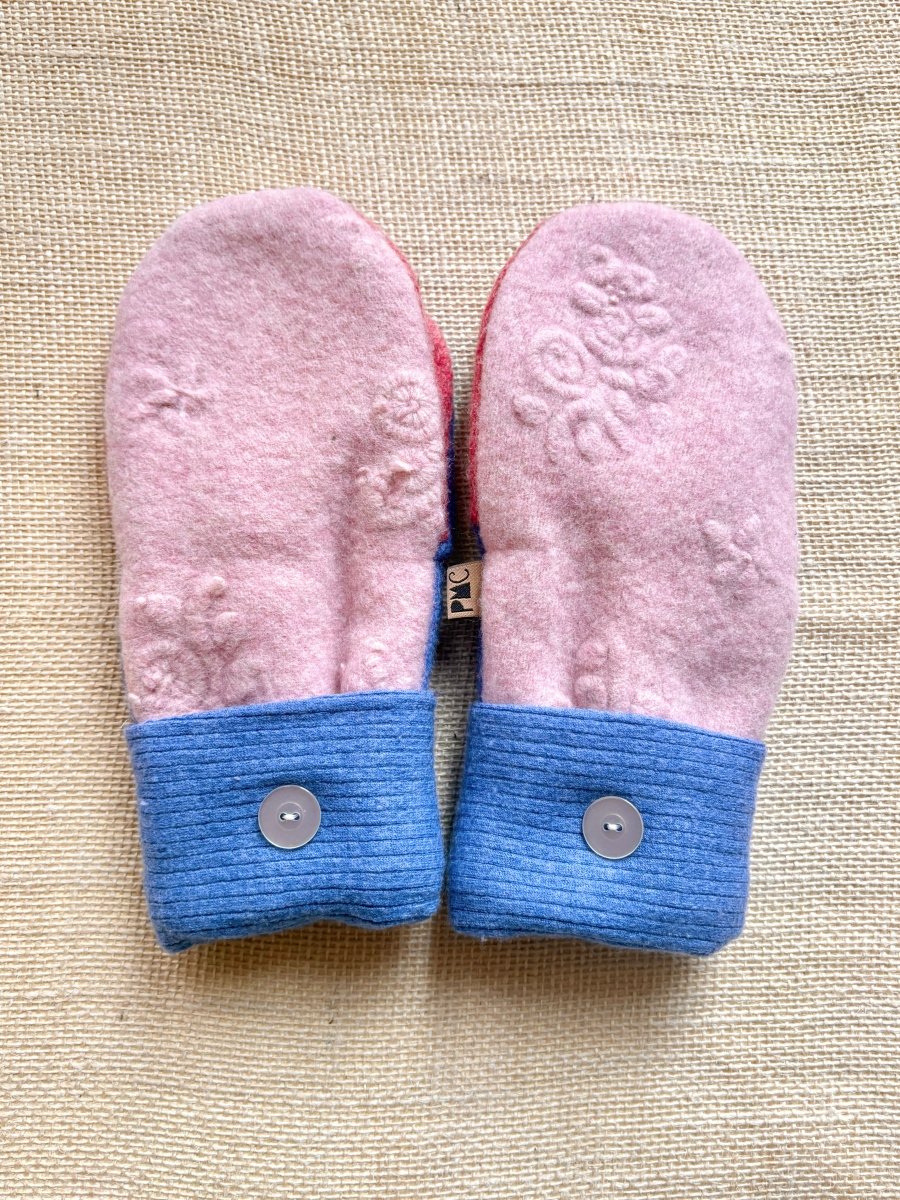 Baby Pink, Salmon, Cobalt Wool Mittens - Made X Hudson