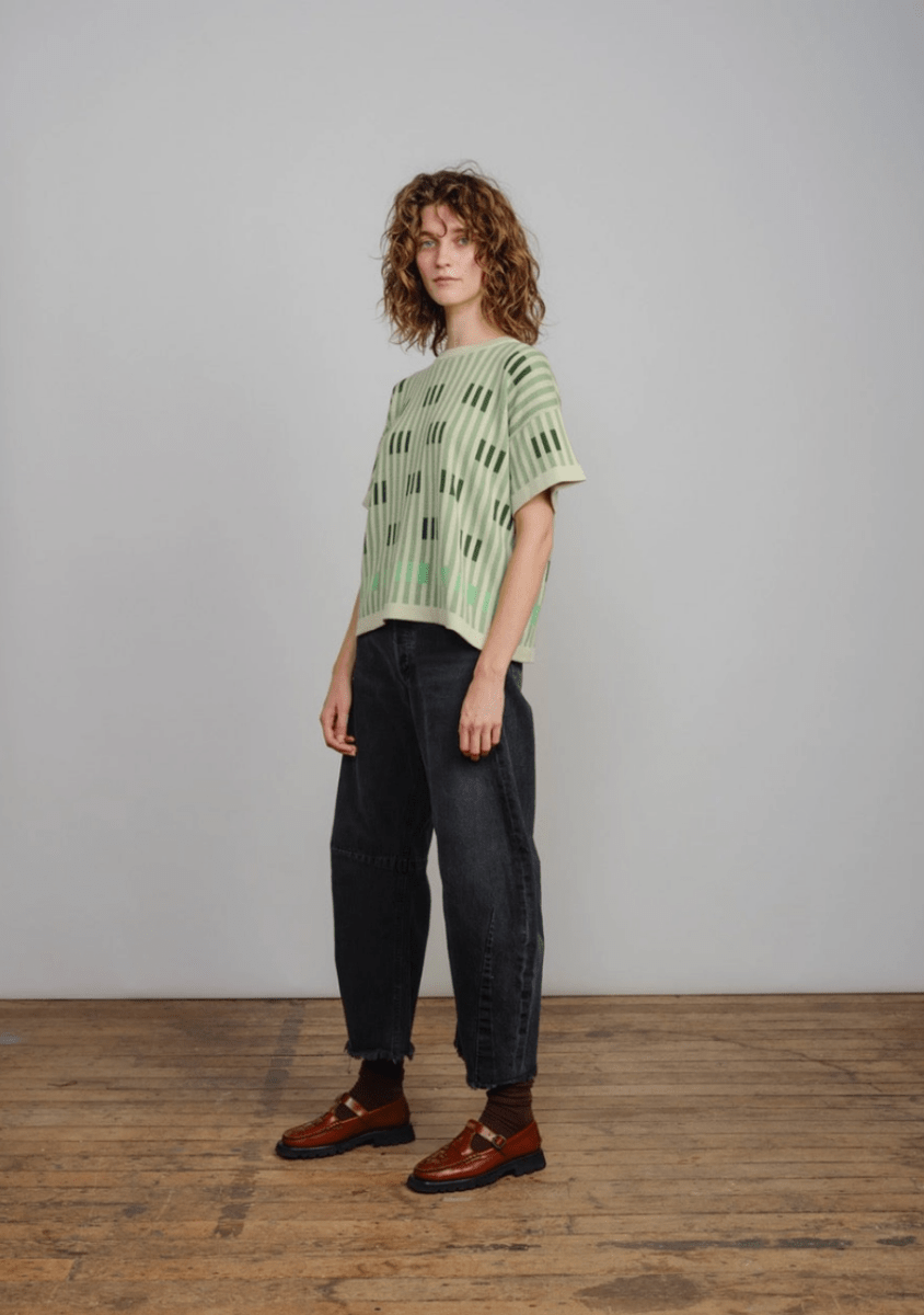 Bauhaus Short Sleeve Sweater Tee in Chloris - Made X Hudson