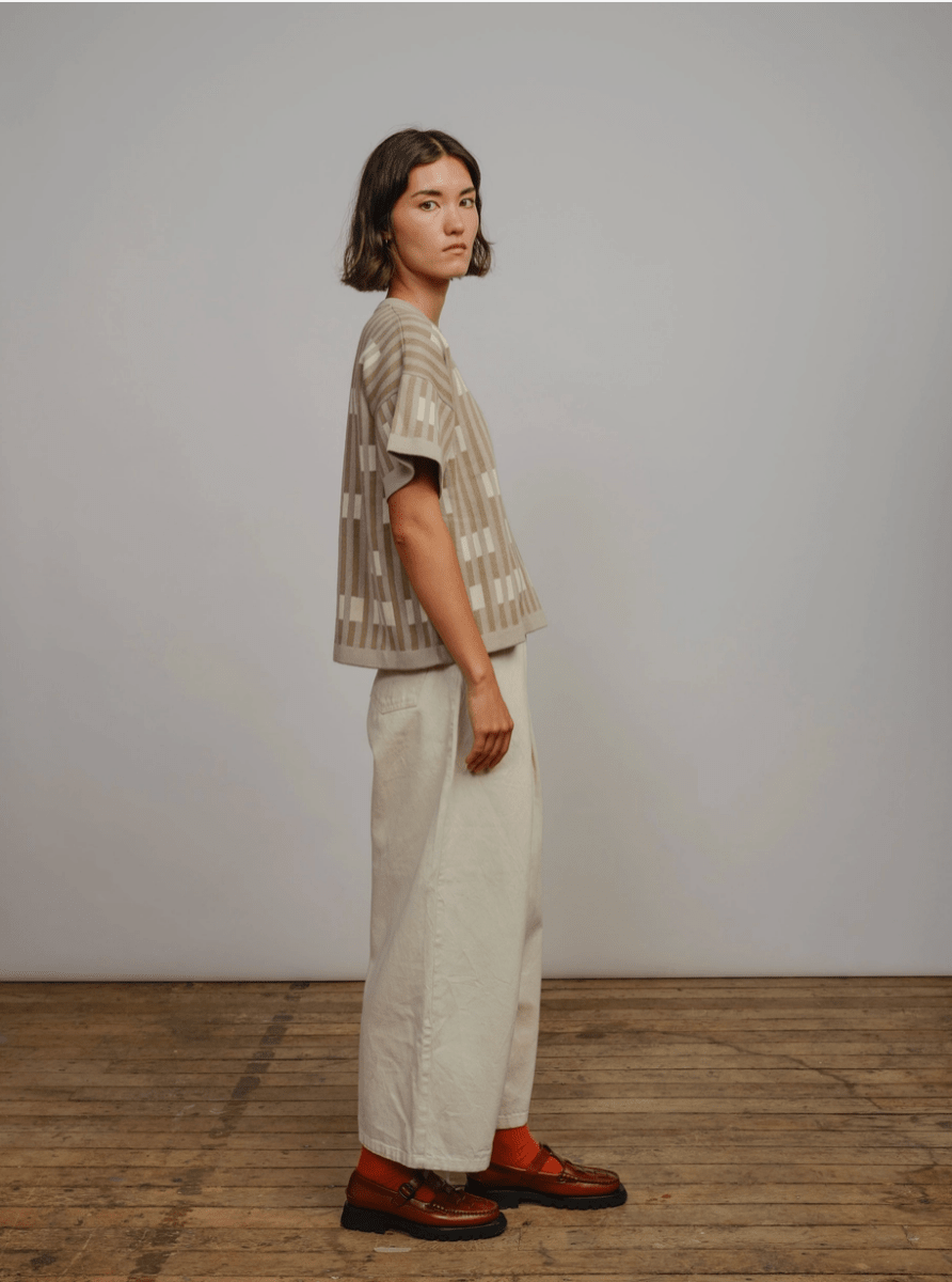 Bauhaus Short Sleeve Sweater Tee in Mist - Made X Hudson