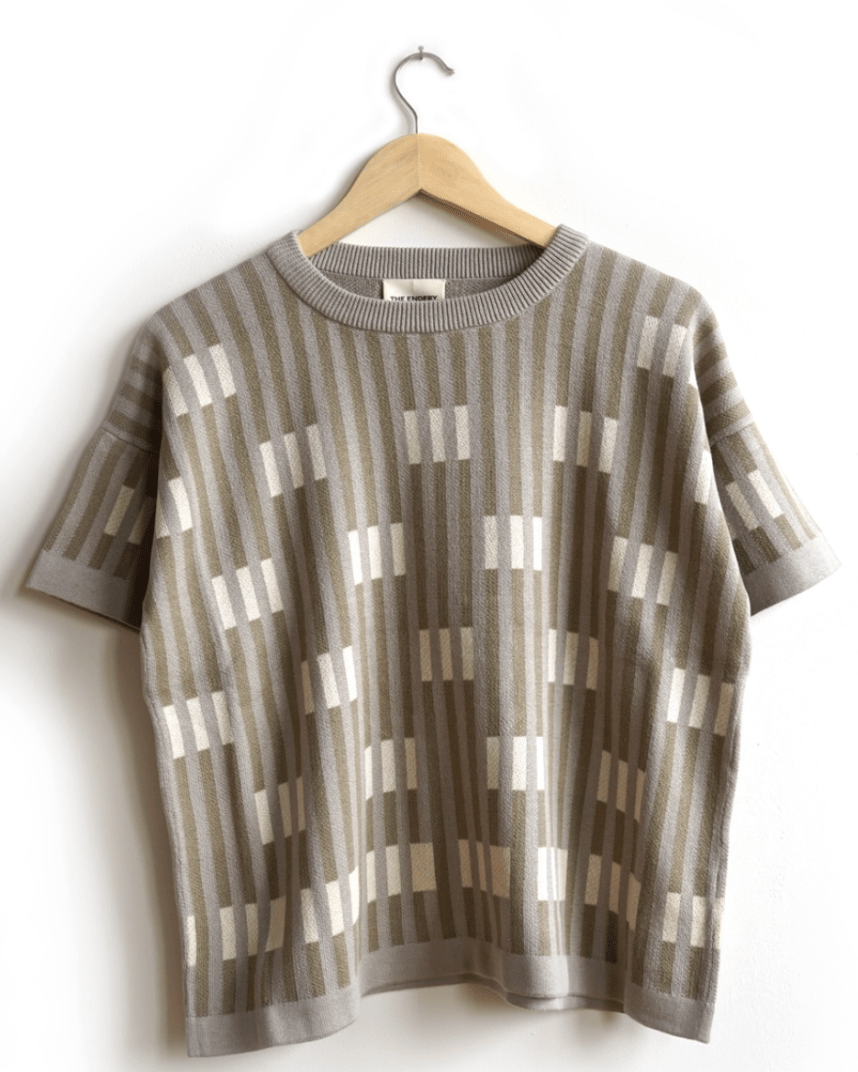 Bauhaus Short Sleeve Sweater Tee in Mist - Made X Hudson
