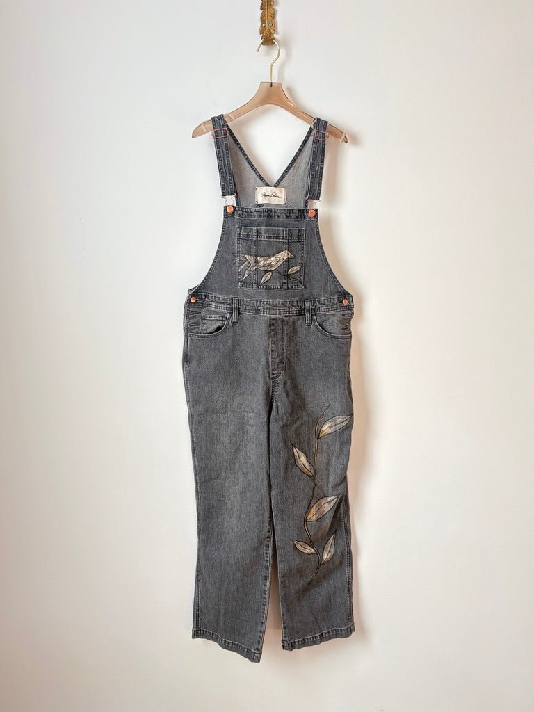 Bird Song Black Overalls | Hand Painted (Reworked) - Made X Hudson
