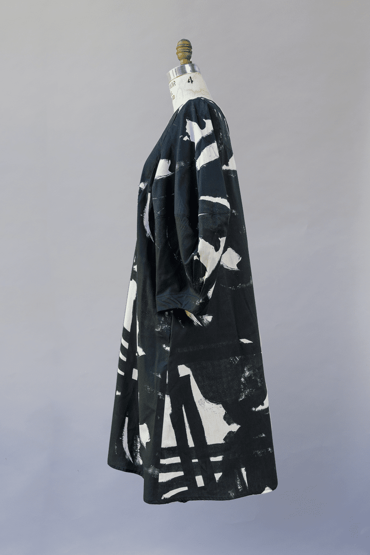 Black & White Bib Dress w/ Balloon Sleeves - Made X Hudson