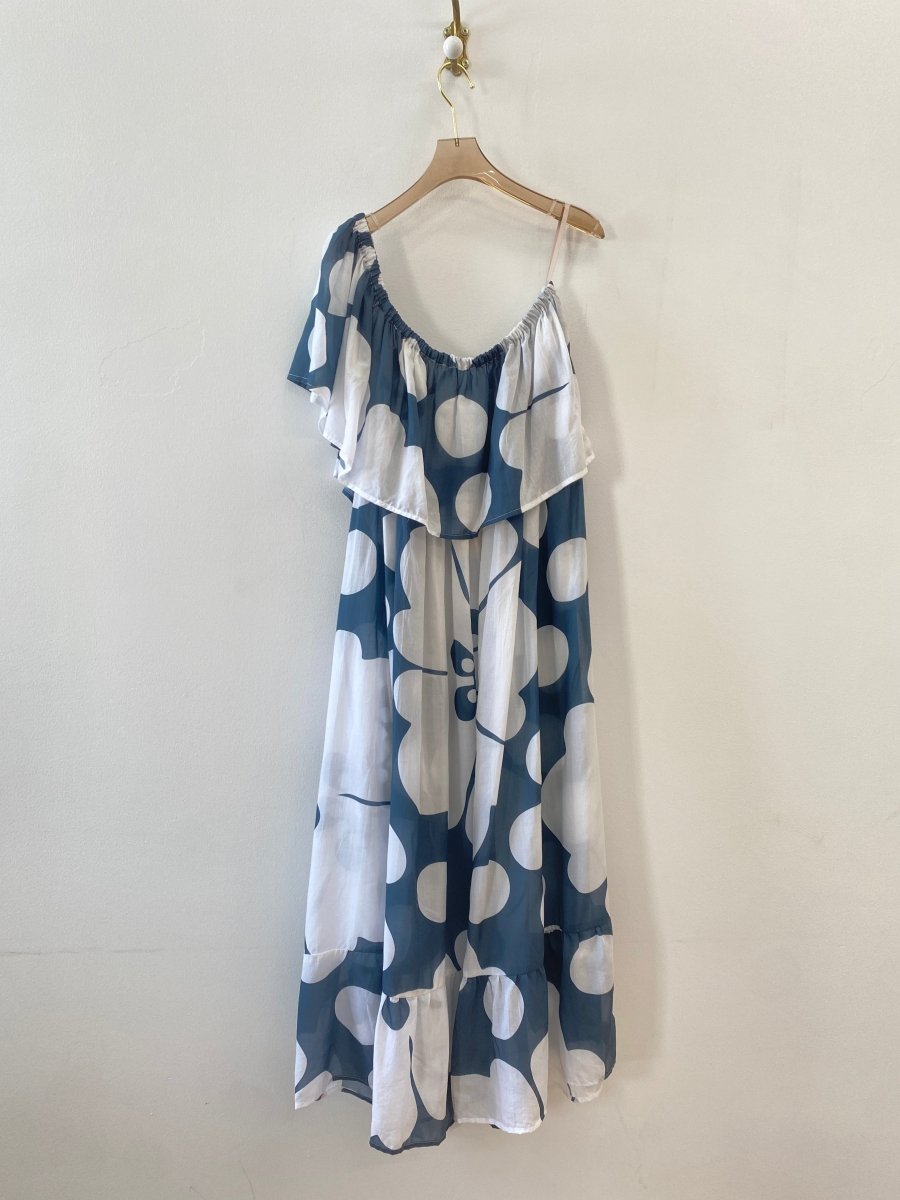 Blue Pareo Print One - Shoulder Dress - Made X Hudson