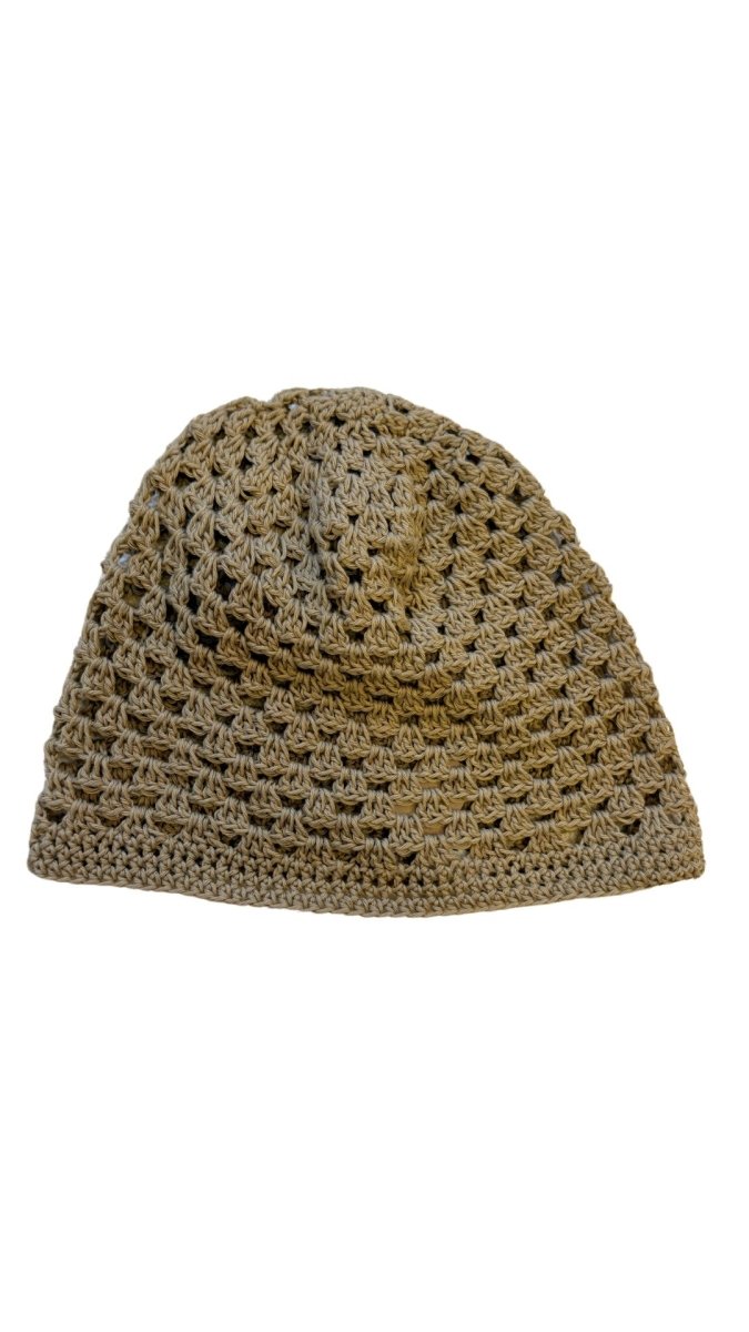 Ochre Granny Stripe Crochet Cotton Beanie - Made X Hudson