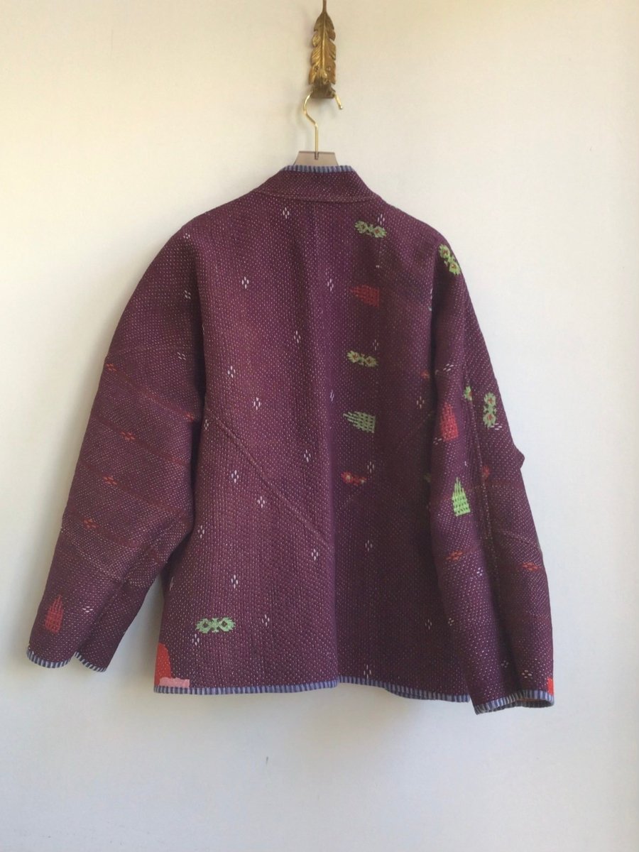 Reversible Ladhiya Quilted Jacket in Peach, Beige & Burgundy, Forest - Made X Hudson