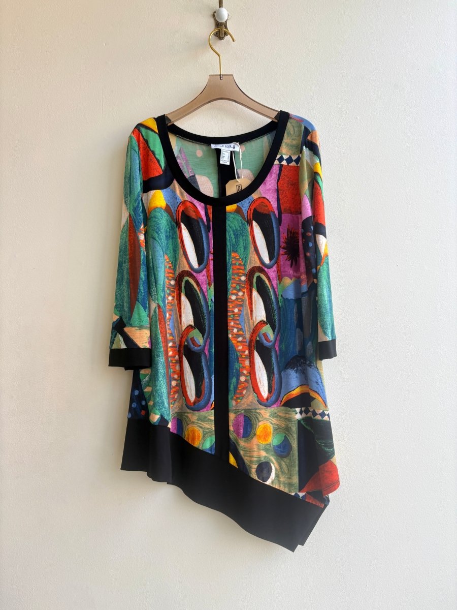 Joseph Ribkoff | Asymmetrical Geometric Print Shirt (Vintage) - Made X Hudson