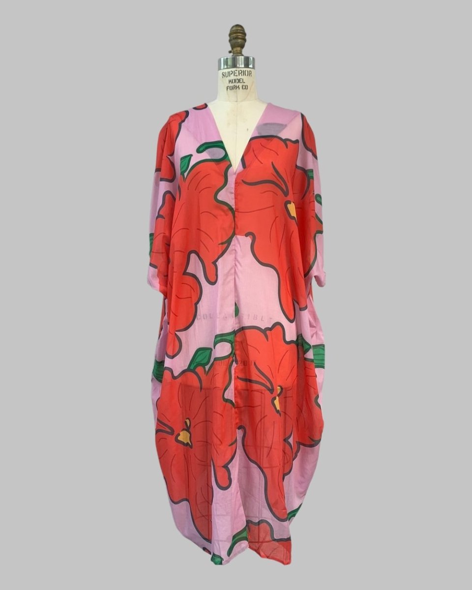 Jumbo Hibiscus Floral Print Kaftan - Made X Hudson
