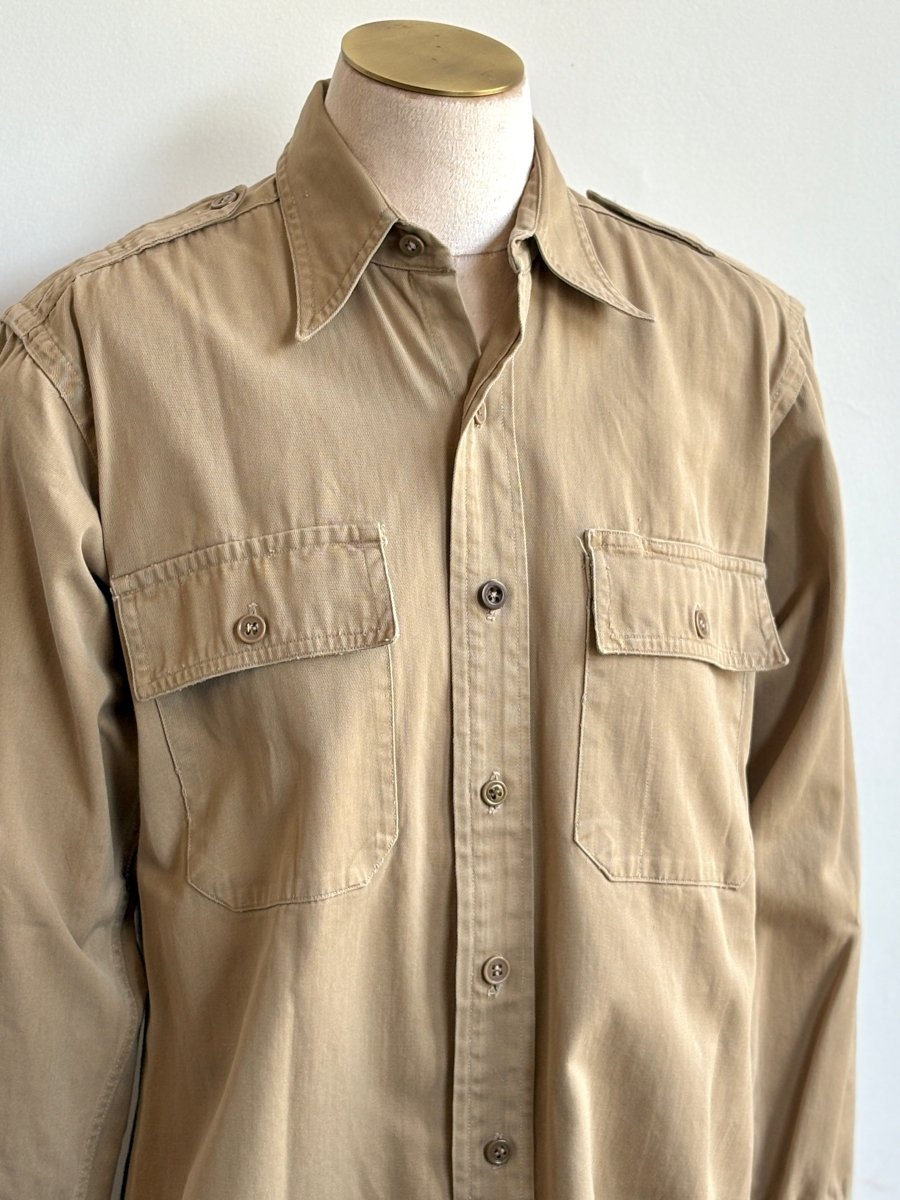 Tan Military Shirt w/ Quilt Patch (Reworked) - Made X Hudson