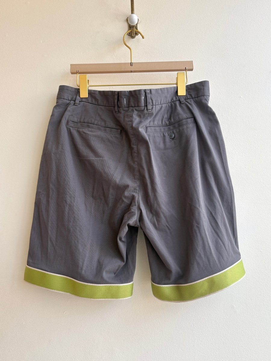 "Albin" Green and Taupe Trim Grey Dress Shorts (Reworked) - Made X Hudson