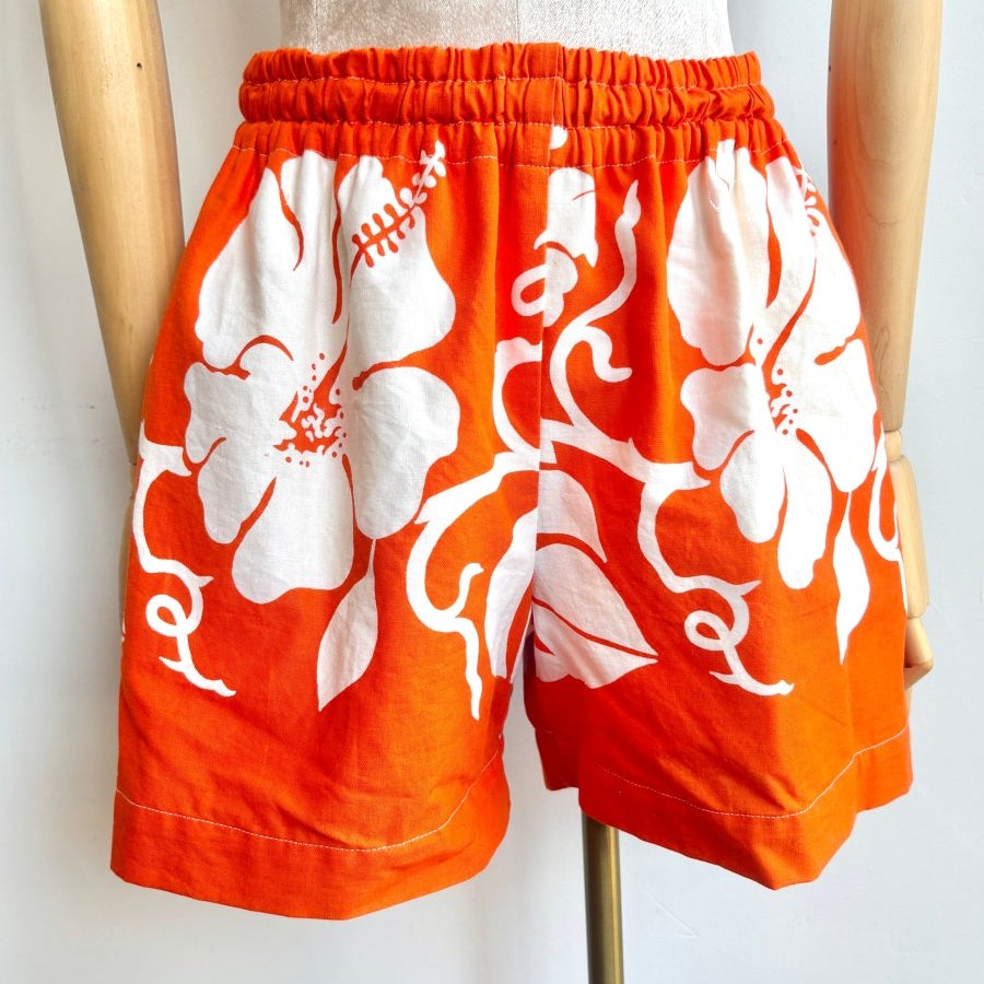 Flame Orange Hibiscus Town Shorts - Made X Hudson