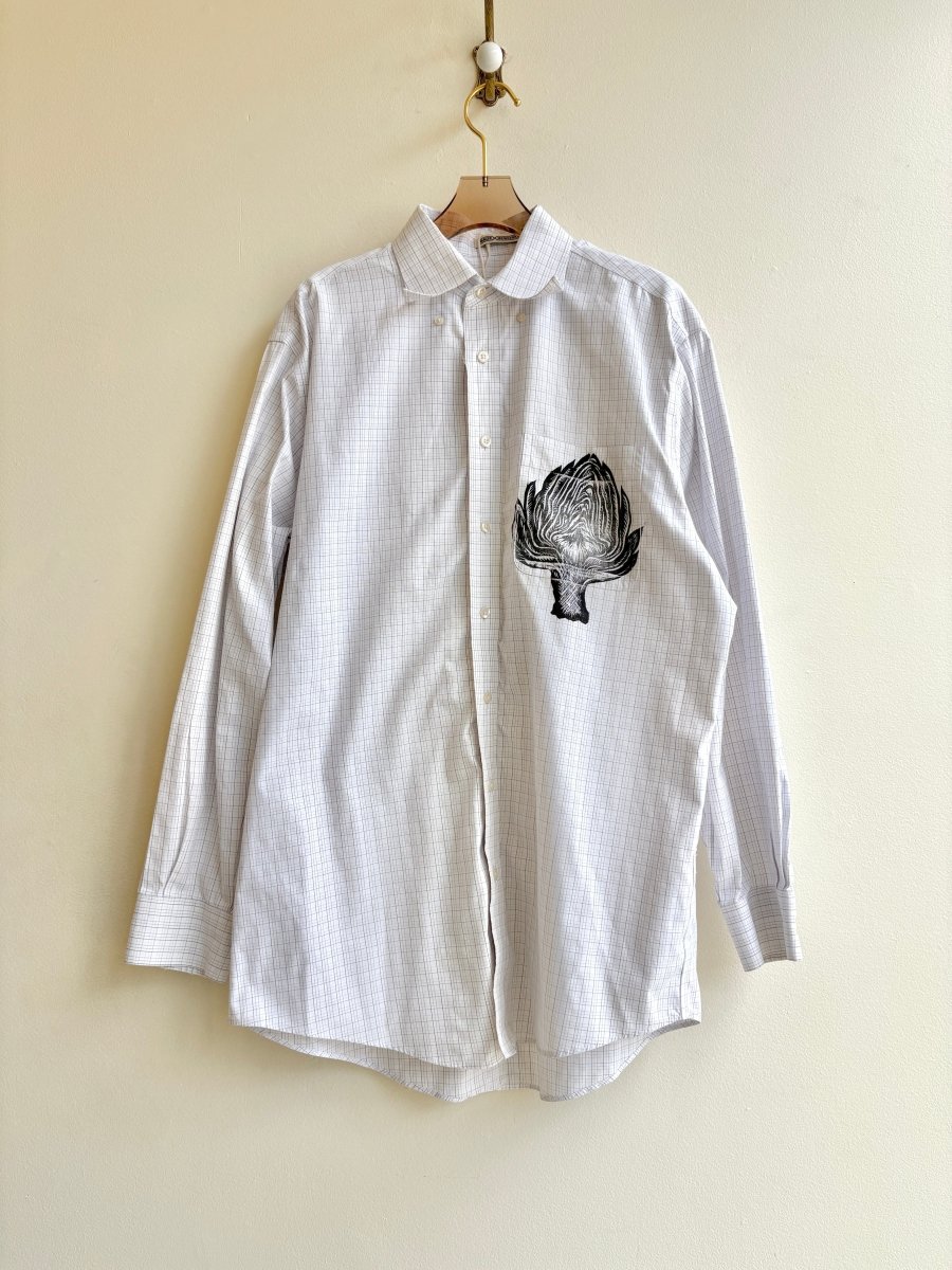 “Hollis” White Plaid Artichoke Pocket Print (Reworked) - Made X Hudson