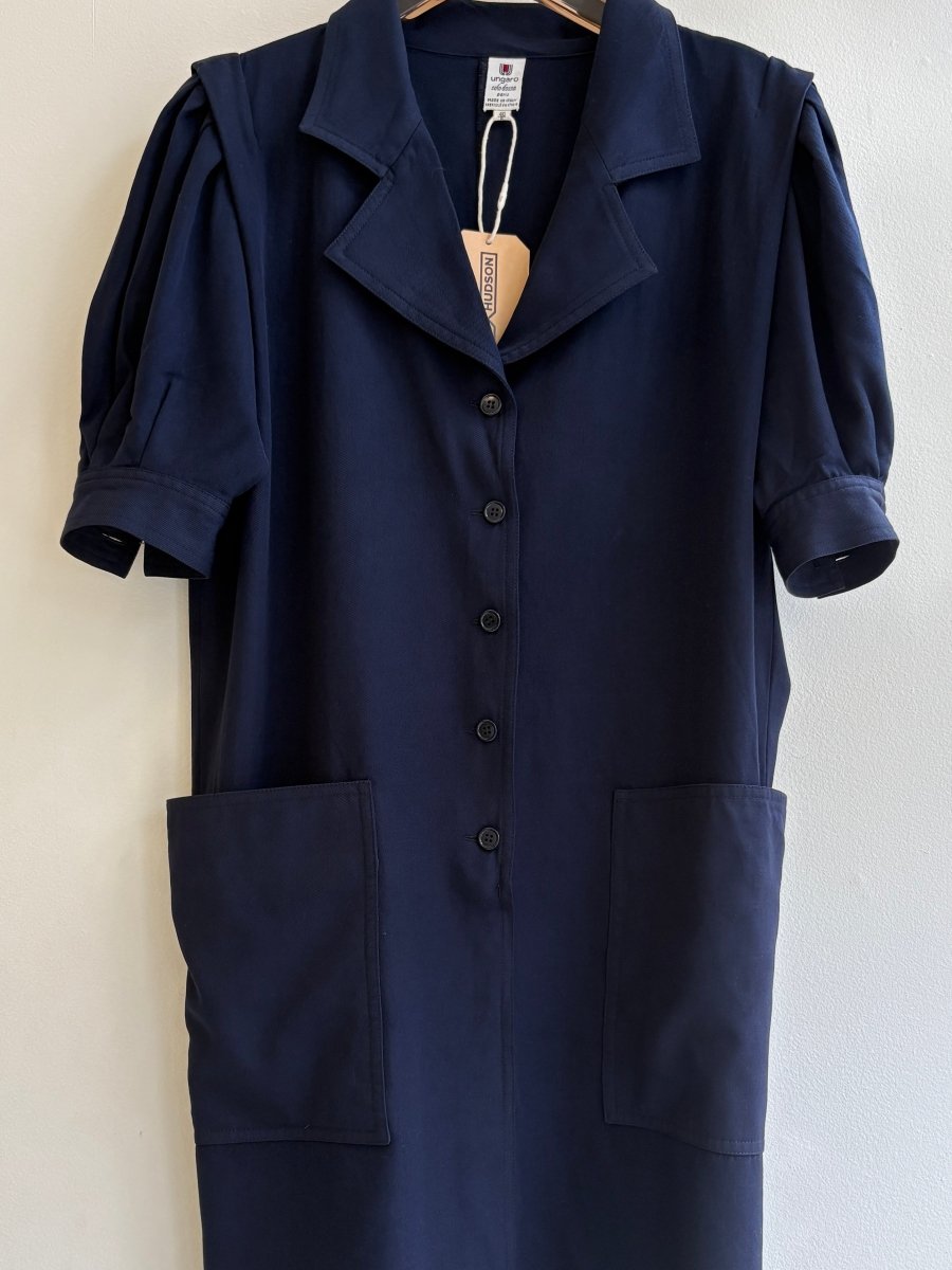Ungaro | Navy Sack Dress w/ Puff Sleeve (Vintage) - Made X Hudson