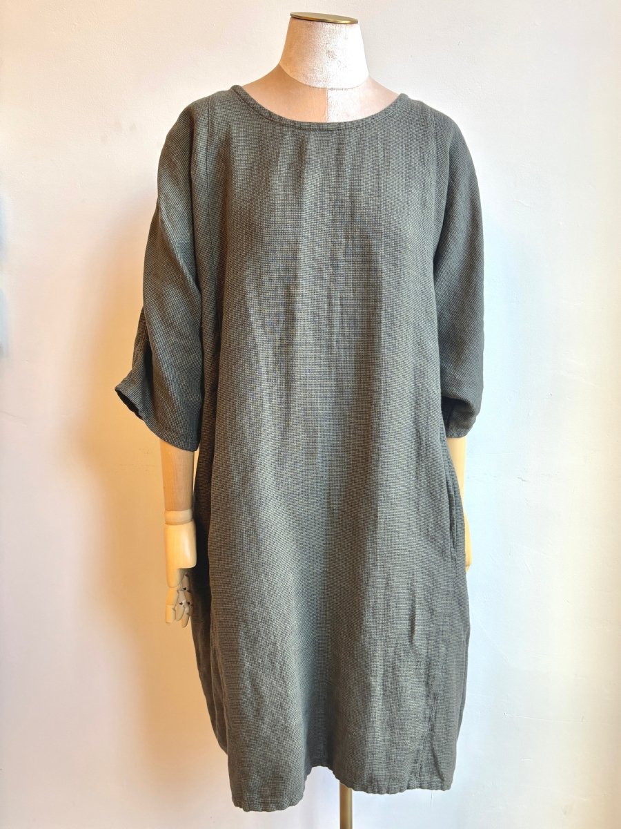 Slate Green Houndstooth Gallery Dress - Made X Hudson