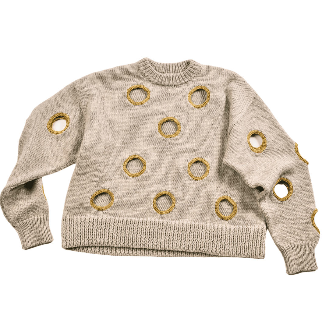 Brown & Orange Hole Knit Sweater - Made X Hudson