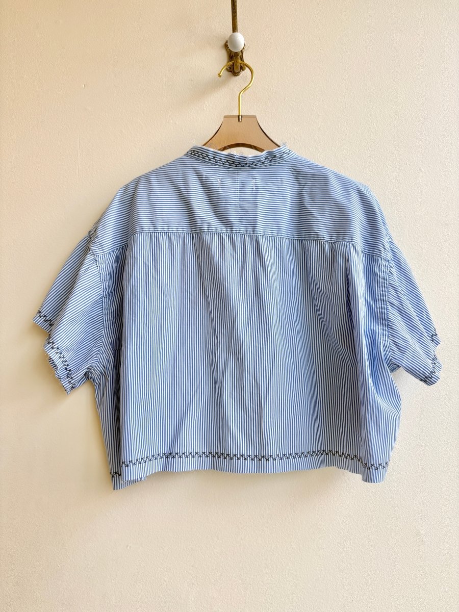 The Valley Shirt in Dusty Blue and White Stripe (Reworked) - Made X Hudson