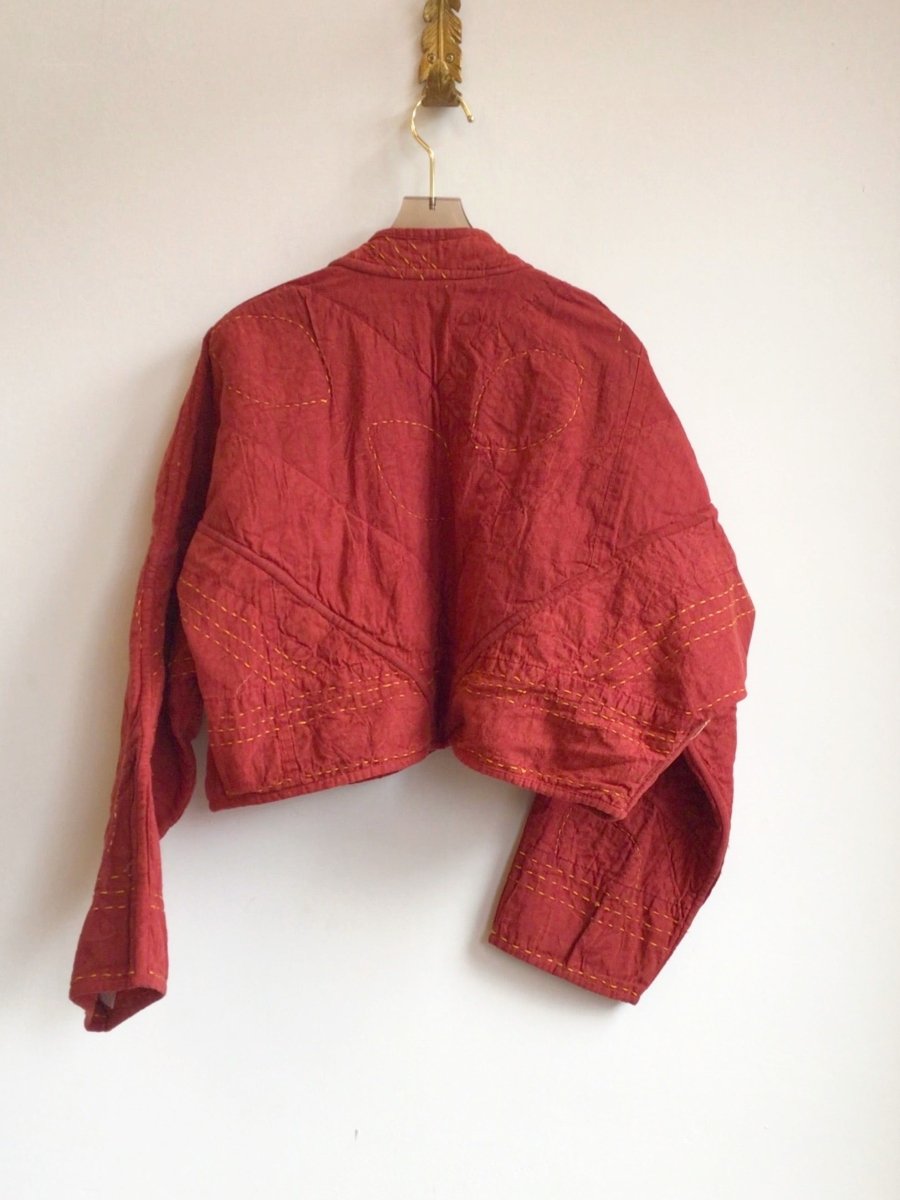 Reversible Kaira Quilted Cropped Jacket in Colors Marinara & Marinara, Pink, Lime, Yellow - Made X Hudson