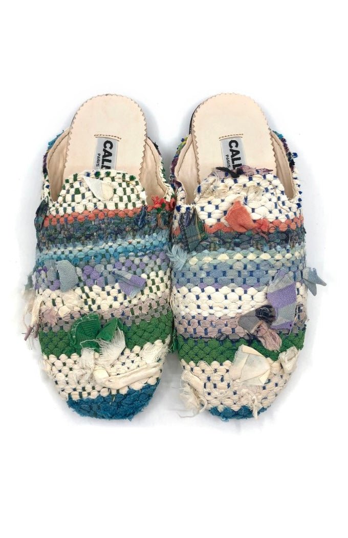 Kili Babouche “Cleo XV” Flats In Colors Blue, Green & Cream (Size 39) - Made X Hudson