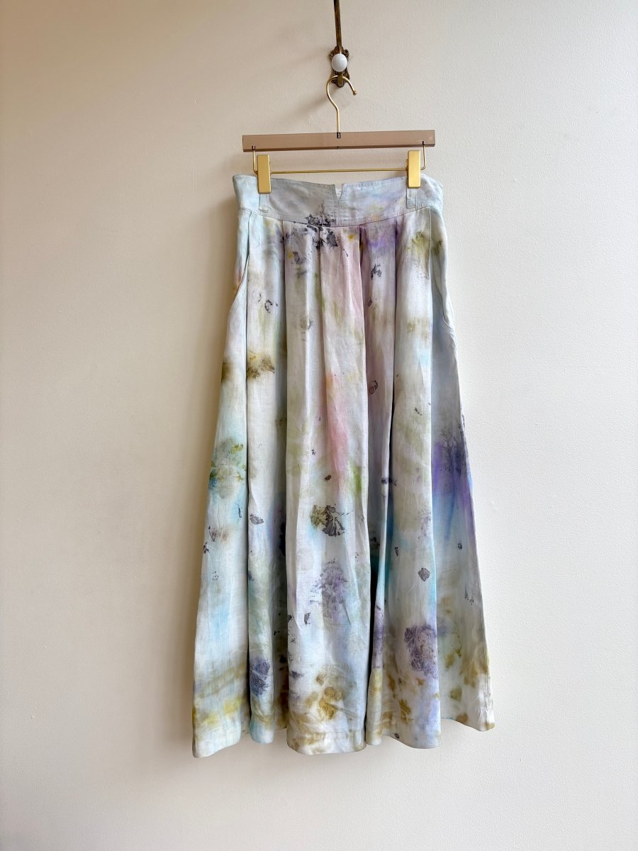 Long Linen Eco - Printed & Sky Blue Skirt (Reworked) - Made X Hudson