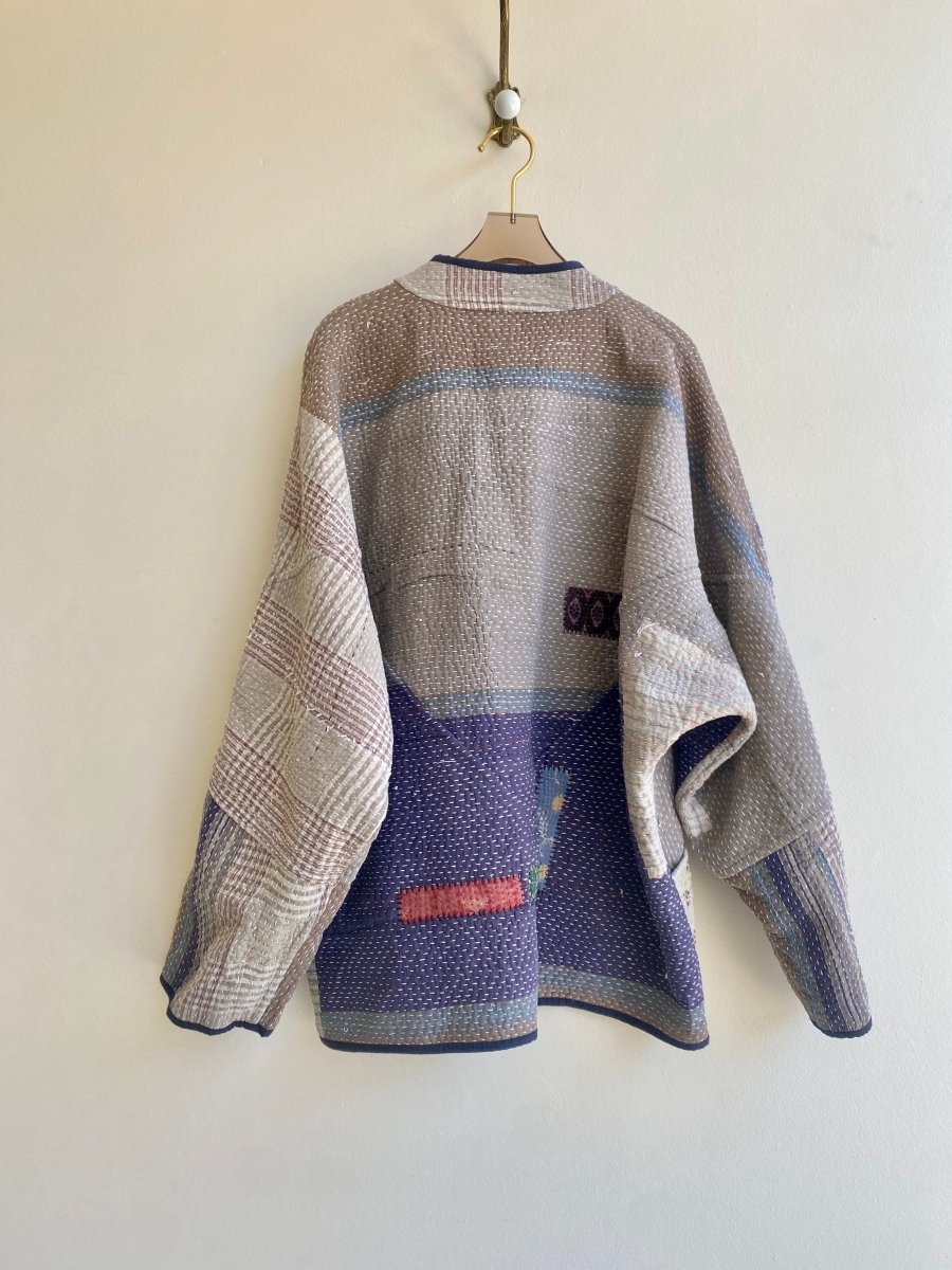 Reversible Ladhiya Quilted Jacket in Colors Neutral, Blue, Red & Brown, Purple & Blue - Made X Hudson