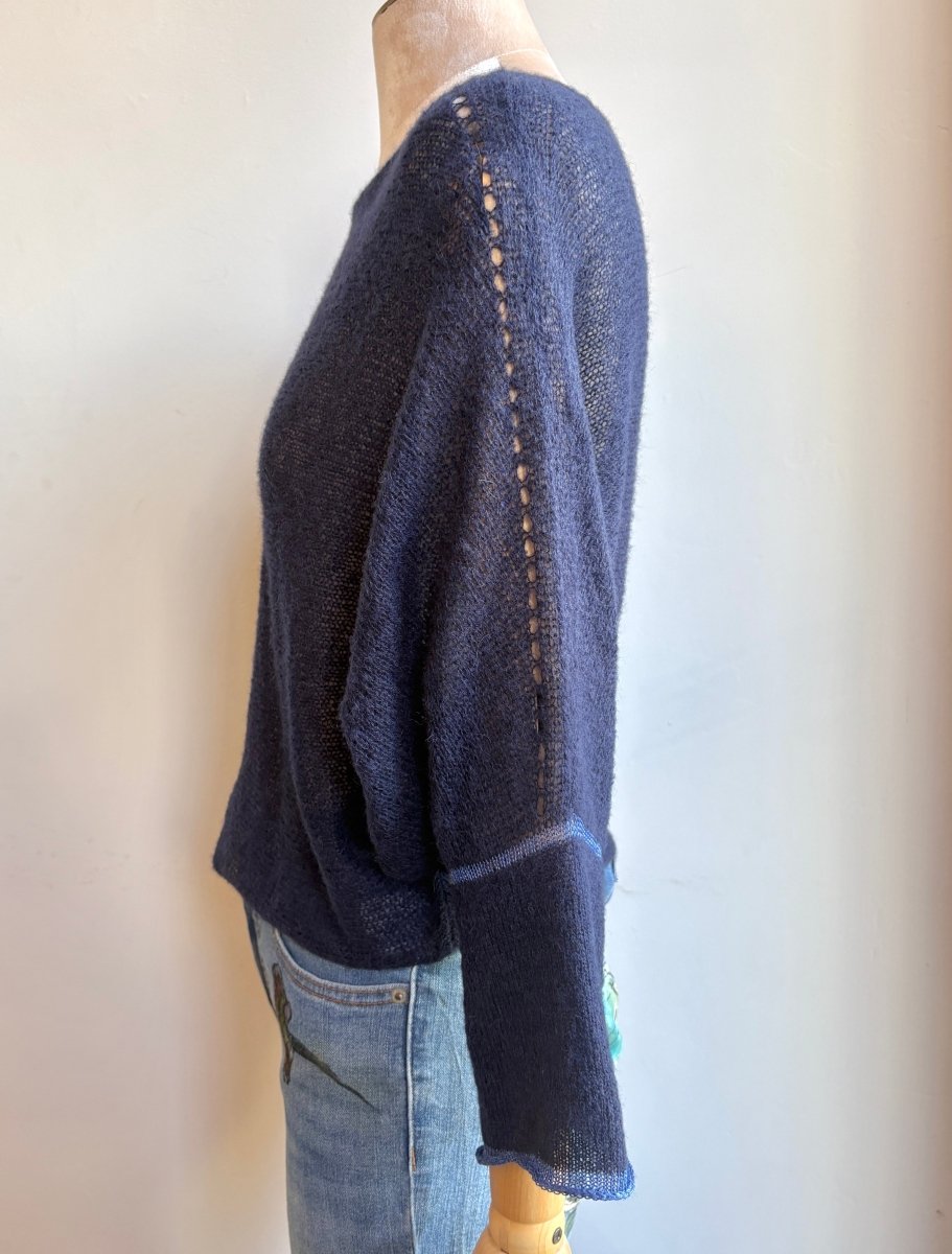 Navy | Batwing Alpaca Silk Sweater - Made X Hudson