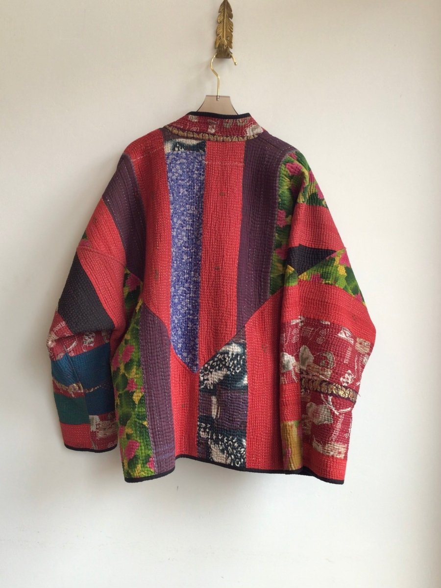 Reversible Ladhiya Quilted Jacket in Colors Burgundy, Red & Red, Purple, Pink, Green, Black - Made X Hudson