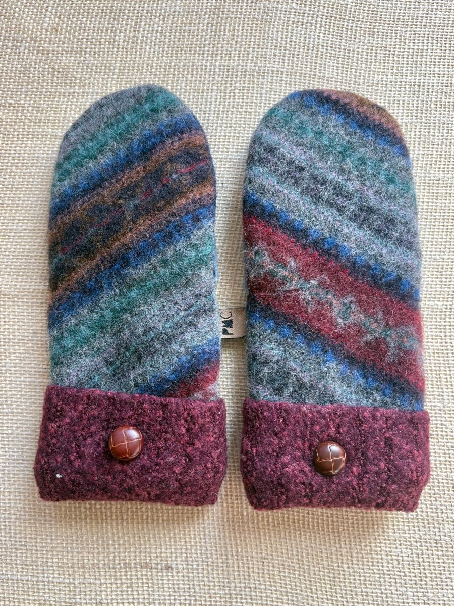 Green, Orange, Grey, Burgundy Women’s Wool Mittens - Made X Hudson
